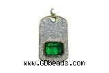 Pend171 24*38mm copper pendant pave zirconia gold plated