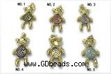 Pend249 17*25mm copper bear pendant pave zirconia gold plated