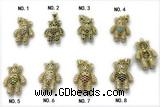 Pend250 14*18mm copper bear pendant pave zirconia gold plated