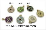 Pend273 18mm copper circle pendant pave abalone shell zirconia gold plated