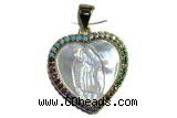Pend42 19mm copper heart pendant pave shell zirconia gold plated