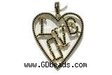 Pend58 35*40mm copper heart pendant gold plated