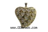 Pend75 30mm copper heart pendant pave zirconia gold plated