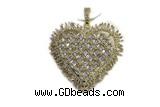 Pend76 37mm copper heart pendant pave zirconia gold plated