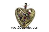 Pend77 37mm copper heart pendant pave zirconia gold plated