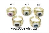 RING06 12*18mm copper evil eye rings gold plated