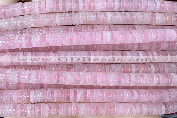 ROND244 15 inches 1.5*6mm heishi rose quartz gemstone beads