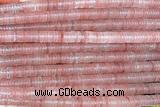 ROND245 15 inches 1.5*6mm heishi cherry quartz gemstone beads