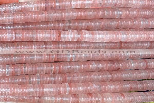 ROND245 15 inches 1.5*6mm heishi cherry quartz gemstone beads