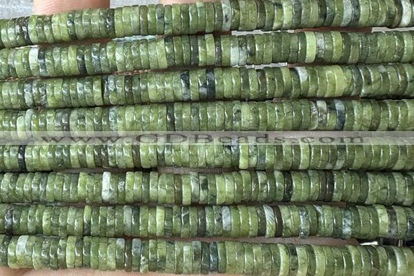 ROND267 15 inches 1.5*6mm heishi jade beads