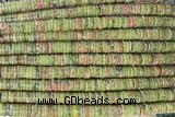 ROND273 15 inches 1.5*6mm heishi unakite gemstone beads