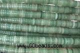 ROND274 15 inches 1.5*6mm heishi green aventurine beads
