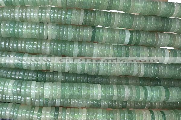 ROND274 15 inches 1.5*6mm heishi green aventurine beads