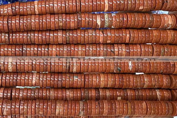 ROND284 15 inches 1.5*6mm heishi red jasper beads