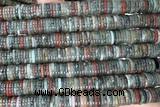 ROND293 15 inches 2*8mm heishi blood jasper beads