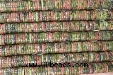 ROND296 15 inches 2*8mm heishi unakite gemstone beads