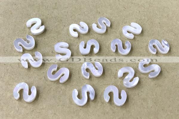 Shel33 8*10mm Natural White Shell Alphabet Letter Pendant