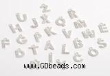 Silv06 2.3*9mm ~ 7*10mm 925 sterling silver letter pendant pave zirconia