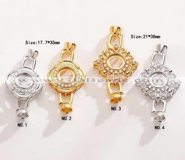 Silv112 17.7*35mm – 21*38mm Cubic Zirconia Micro Pave 925 Sterling Silver Clasp Plated