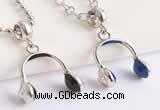 Silv133 12*23.2mm 925 Sterling Silver Headset Pendant Enamel Plated