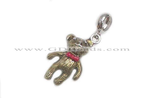 Silv161 11*26.5mm 925 Sterling Silver Bear Pendant Enamel Plated