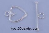 SSC28 5pcs 11*14mm heart 925 sterling silver toggle clasps