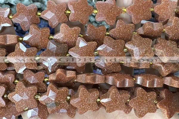 STAR48 15 inches 14mm faceted star goldstone gemstone beads