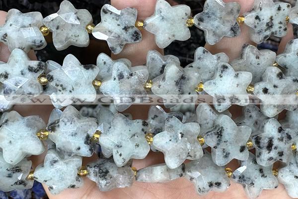 STAR50 15 inches 14mm faceted star sesame jasper beads