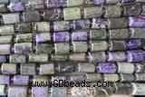 TUBE108 15 inches 6*11mm - 8*14mm faceted tube charoite gemstone beads
