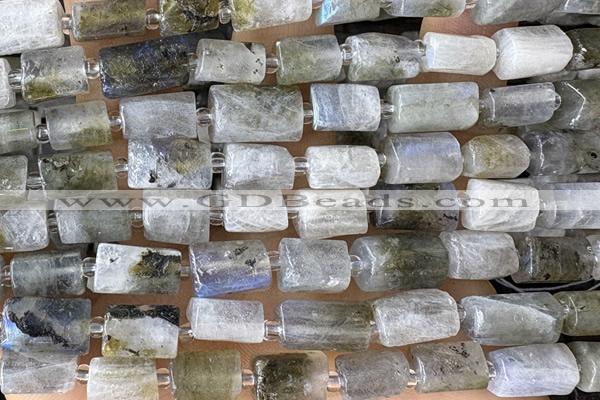 TUBE111 15 inches 6*11mm - 8*14mm faceted tube labradorite beads