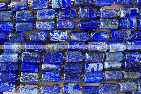 TUBE121 15 inches 6*11mm - 8*14mm faceted tube lapis lazuli beads