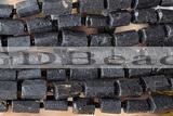 TUBE122 15 inches 6*11mm - 8*14mm faceted tube black tourmaline beads